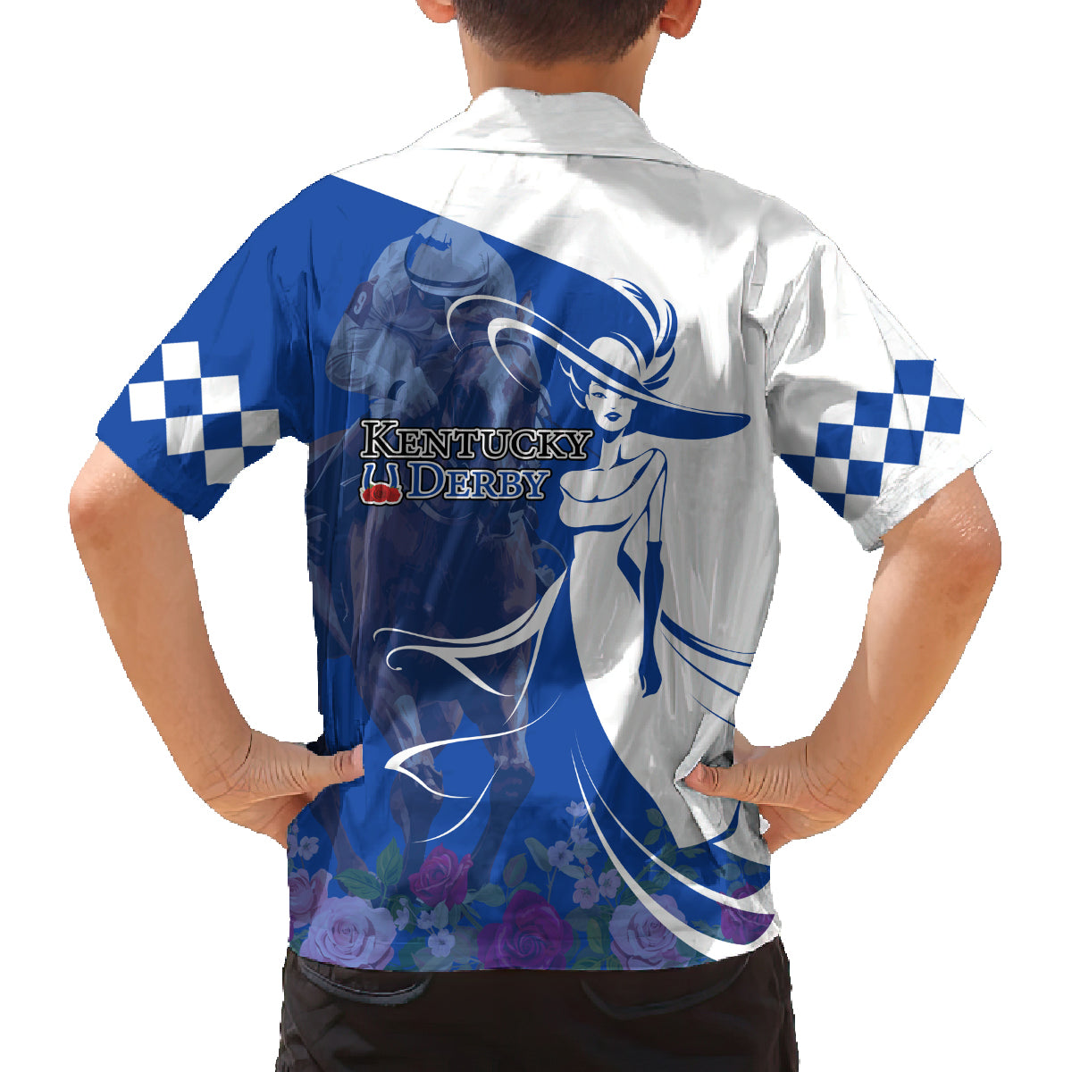 Kentucky Racing Horses Derby Hat Girl Family Matching Puletasi and Hawaiian Shirt Blue Color - Wonder Print Shop