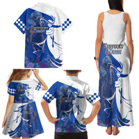 Kentucky Racing Horses Derby Hat Girl Family Matching Tank Maxi Dress and Hawaiian Shirt Blue Color - Wonder Print Shop