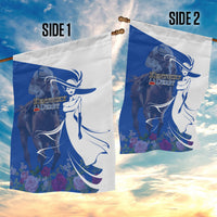 Kentucky Racing Horses Derby Hat Girl Garden Flag Blue Color - Wonder Print Shop