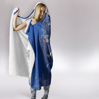 Kentucky Racing Horses Derby Hat Girl Hooded Blanket Blue Color