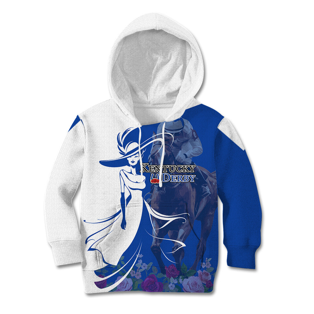 Kentucky Racing Horses Derby Hat Girl Kid Hoodie Blue Color - Wonder Print Shop