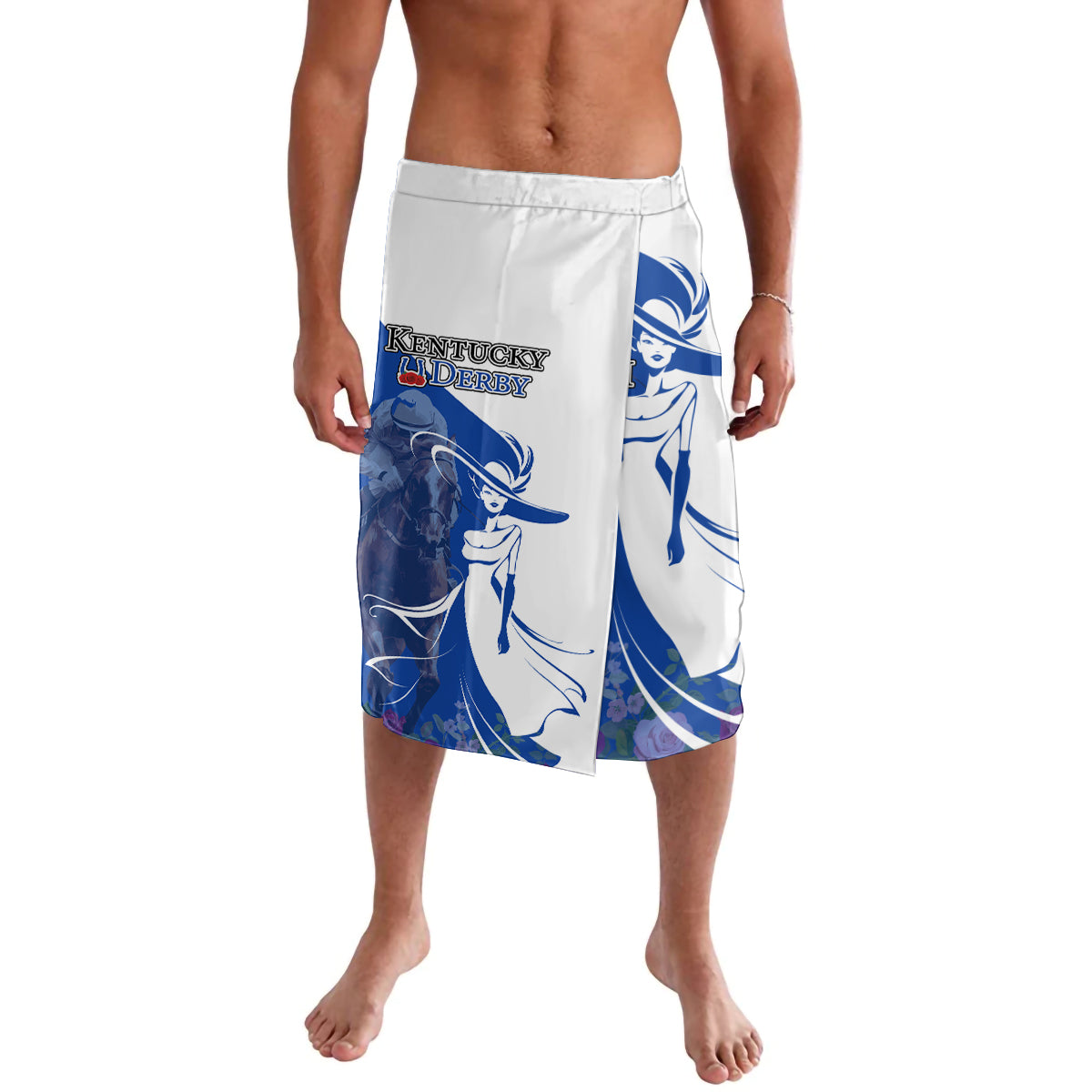 Kentucky Racing Horses Derby Hat Girl Lavalava Blue Color - Wonder Print Shop