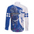 Kentucky Racing Horses Derby Hat Girl Long Sleeve Button Shirt Blue Color - Wonder Print Shop