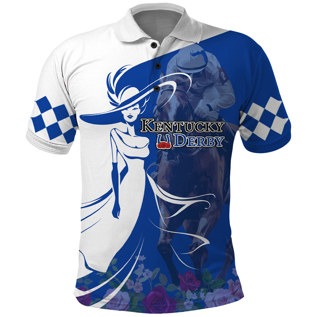 Kentucky Racing Horses Derby Hat Girl Polo Shirt Blue Color - Wonder Print Shop