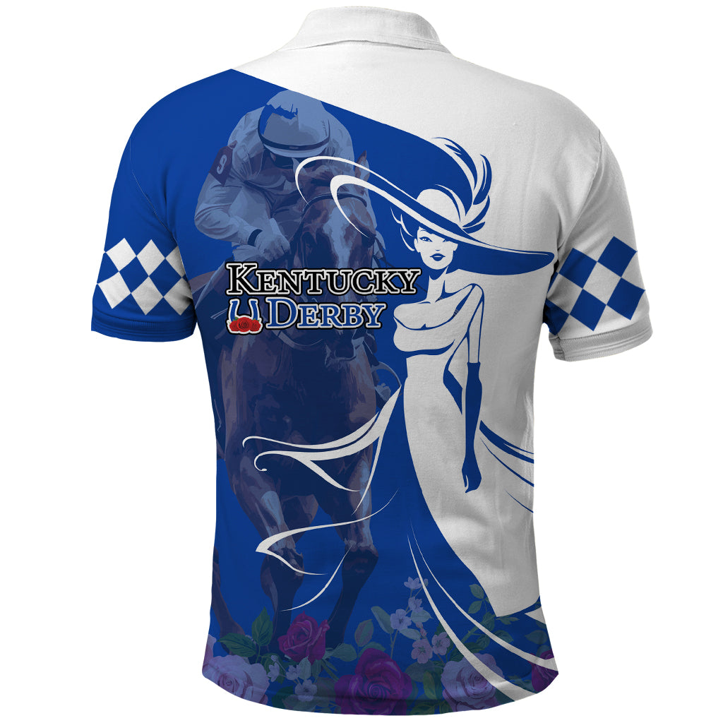 Kentucky Racing Horses Derby Hat Girl Polo Shirt Blue Color - Wonder Print Shop