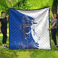 Kentucky Racing Horses Derby Hat Girl Quilt Blue Color - Wonder Print Shop