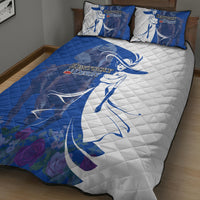 Kentucky Racing Horses Derby Hat Girl Quilt Bed Set Blue Color - Wonder Print Shop