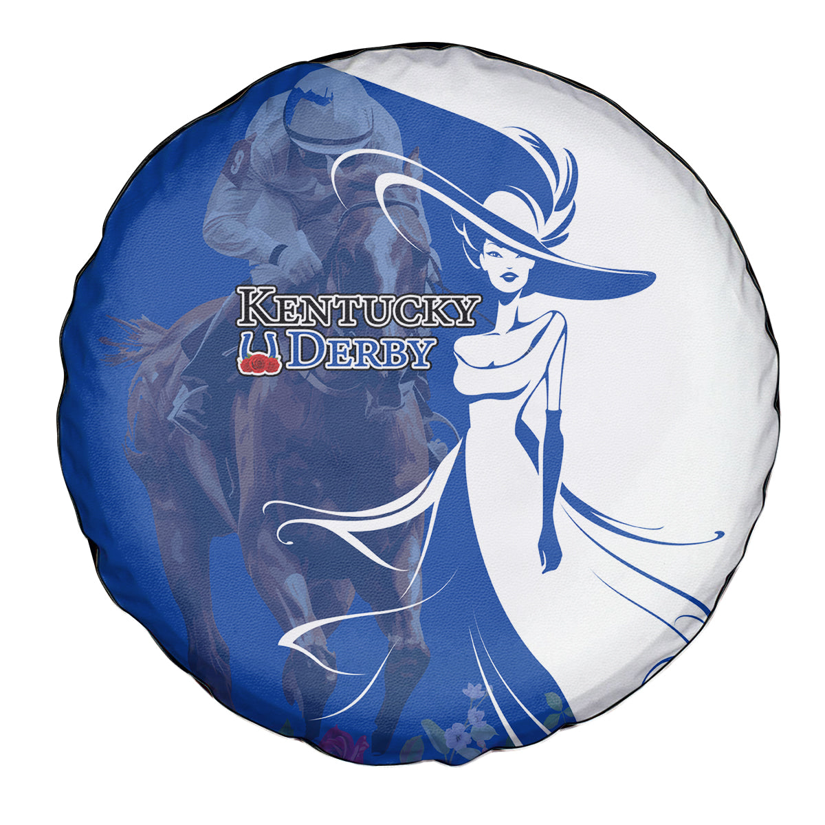 Kentucky Racing Horses Derby Hat Girl Spare Tire Cover Blue Color - Wonder Print Shop