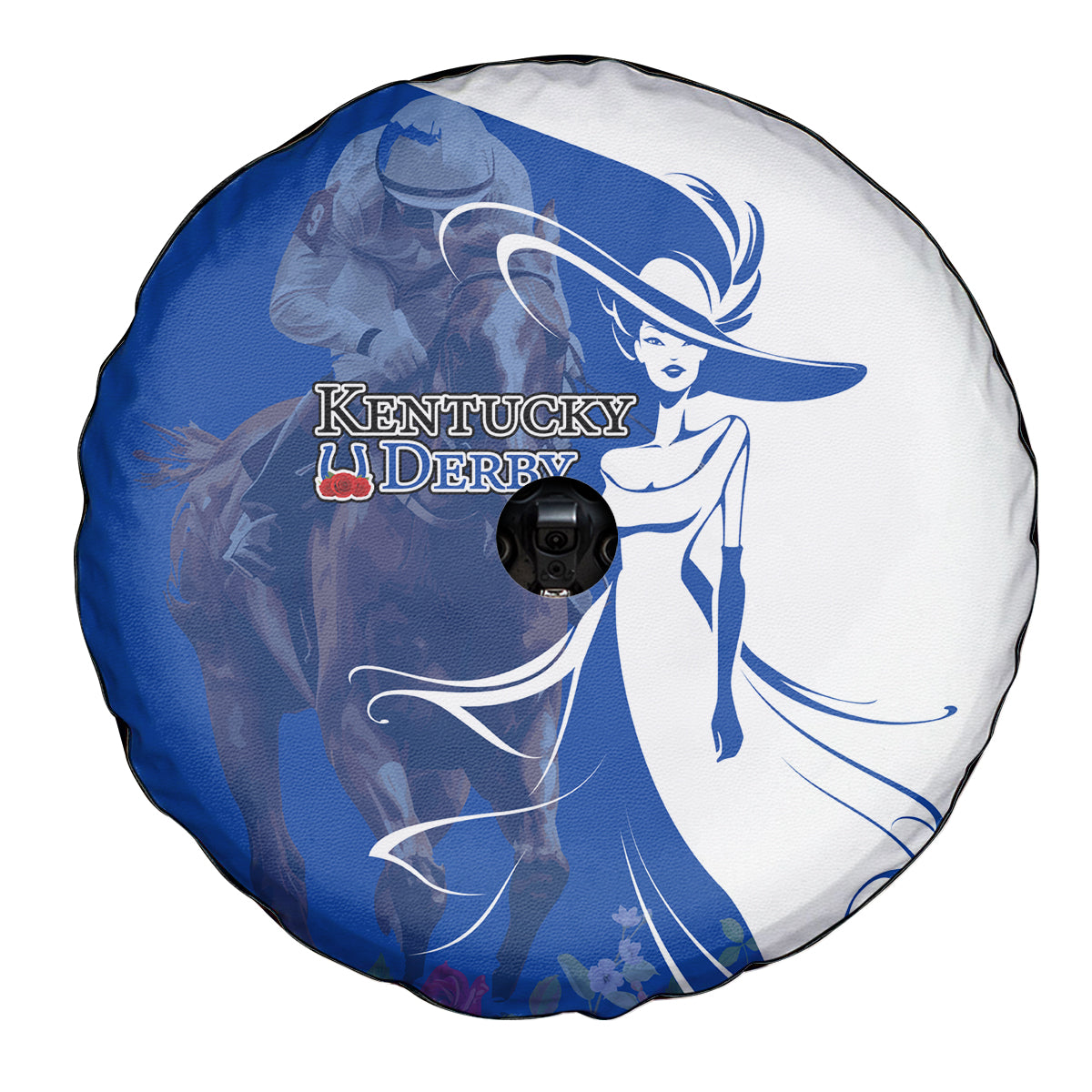 Kentucky Racing Horses Derby Hat Girl Spare Tire Cover Blue Color - Wonder Print Shop