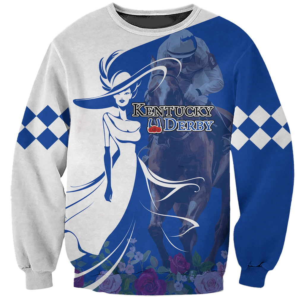 Kentucky Racing Horses Derby Hat Girl Sweatshirt Blue Color - Wonder Print Shop