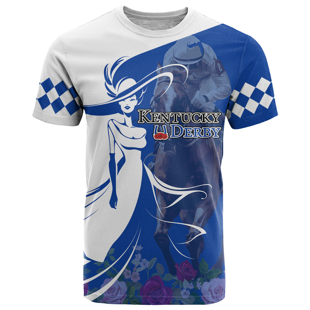 Kentucky Racing Horses Derby Hat Girl T Shirt Blue Color - Wonder Print Shop