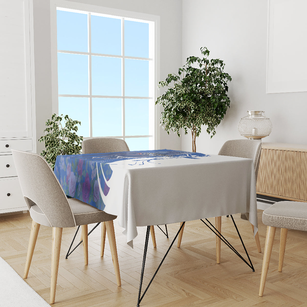 Kentucky Racing Horses Derby Hat Girl Tablecloth Blue Color - Wonder Print Shop