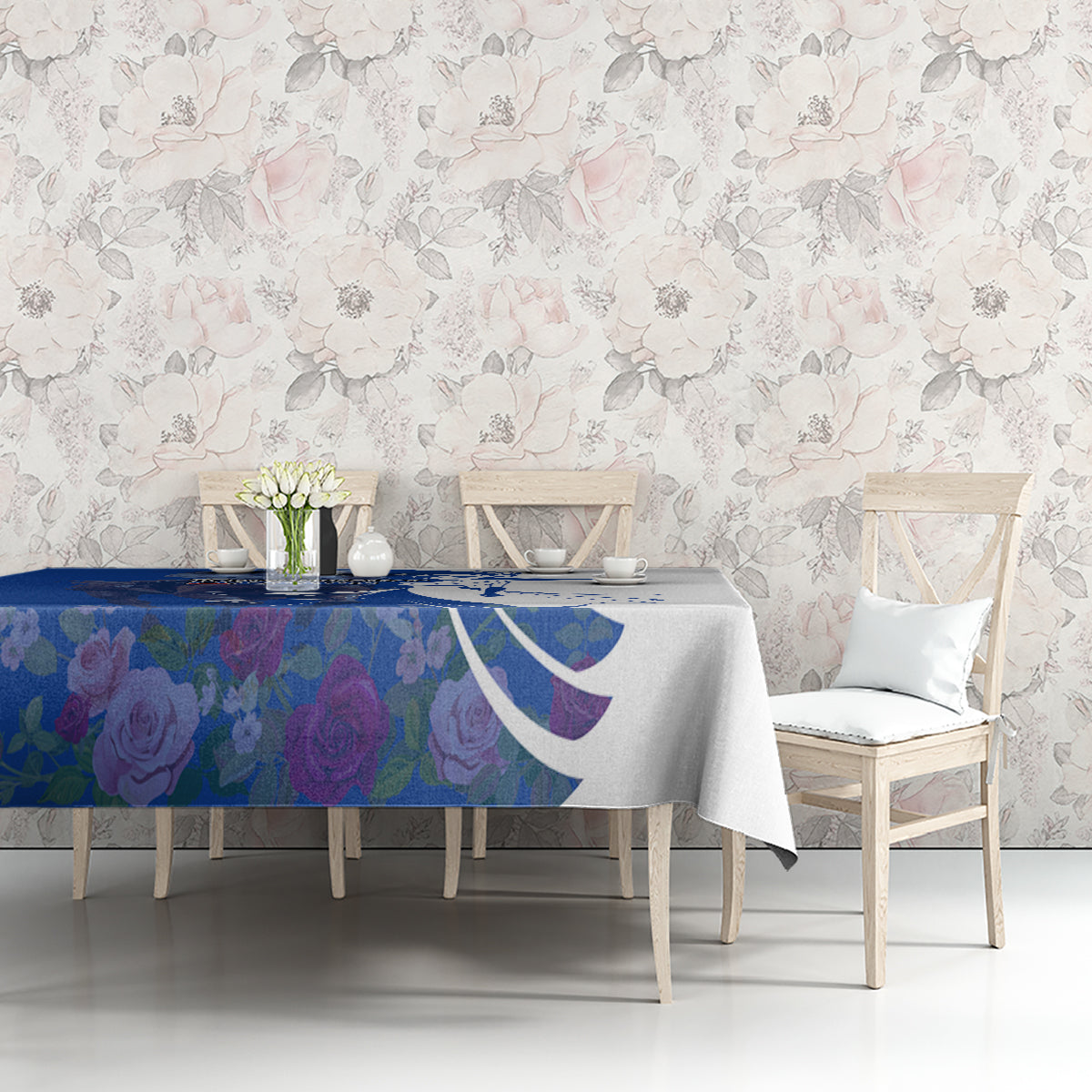 Kentucky Racing Horses Derby Hat Girl Tablecloth Blue Color - Wonder Print Shop