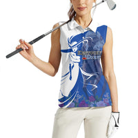 Kentucky Racing Horses Derby Hat Girl Women Sleeveless Polo Shirt Blue Color - Wonder Print Shop