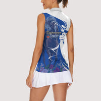 Kentucky Racing Horses Derby Hat Girl Women Sleeveless Polo Shirt Blue Color - Wonder Print Shop
