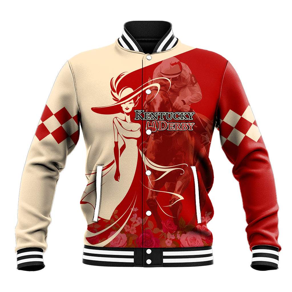 Kentucky Racing Horses Derby Hat Girl Baseball Jacket Red Color - Wonder Print Shop