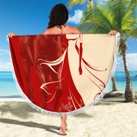 Kentucky Racing Horses Derby Hat Girl Beach Blanket Red Color - Wonder Print Shop