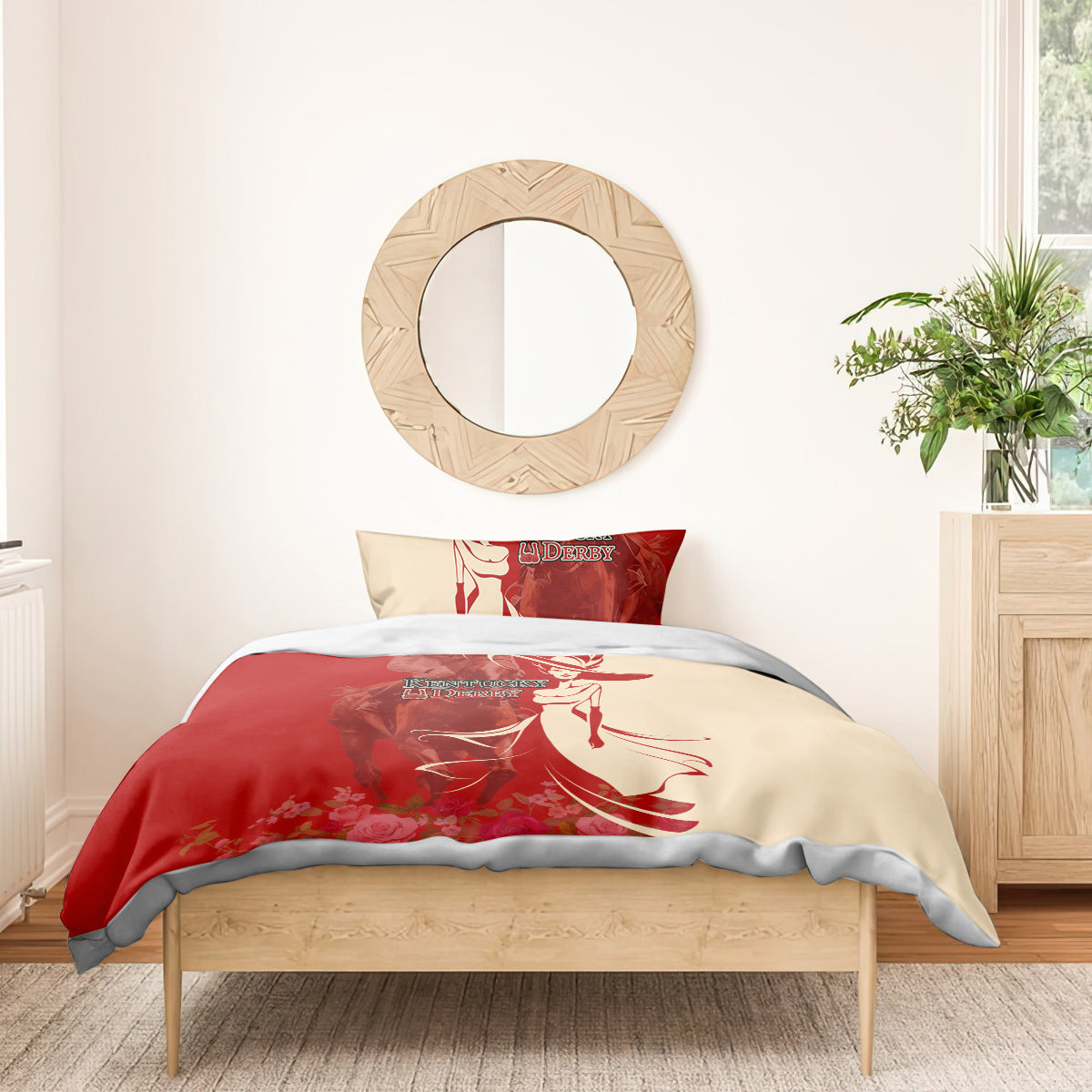 Kentucky Racing Horses Derby Hat Girl Bedding Set Red Color - Wonder Print Shop