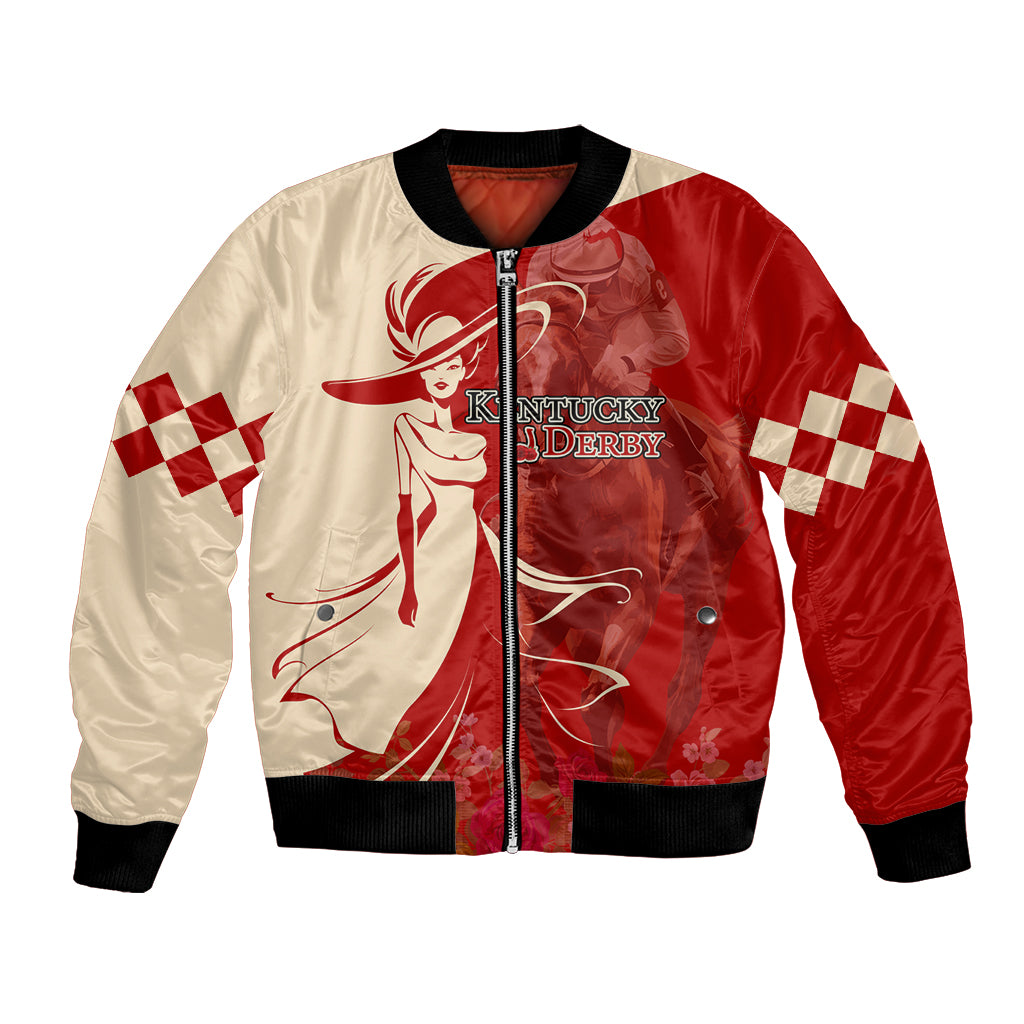 Kentucky Racing Horses Derby Hat Girl Bomber Jacket Red Color - Wonder Print Shop