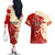 Kentucky Racing Horses Derby Hat Girl Couples Matching Off The Shoulder Long Sleeve Dress and Hawaiian Shirt Red Color - Wonder Print Shop