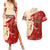 Kentucky Racing Horses Derby Hat Girl Couples Matching Summer Maxi Dress and Hawaiian Shirt Red Color - Wonder Print Shop