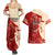 Kentucky Racing Horses Derby Hat Girl Couples Matching Summer Maxi Dress and Hawaiian Shirt Red Color - Wonder Print Shop