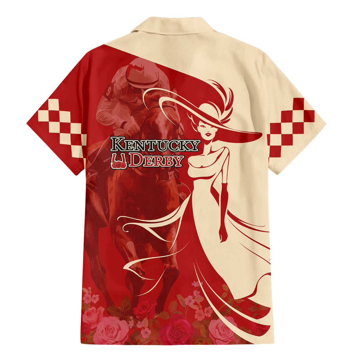 Kentucky Racing Horses Derby Hat Girl Family Matching Mermaid Dress and Hawaiian Shirt Red Color - Wonder Print Shop