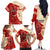 Kentucky Racing Horses Derby Hat Girl Family Matching Off The Shoulder Long Sleeve Dress and Hawaiian Shirt Red Color - Wonder Print Shop