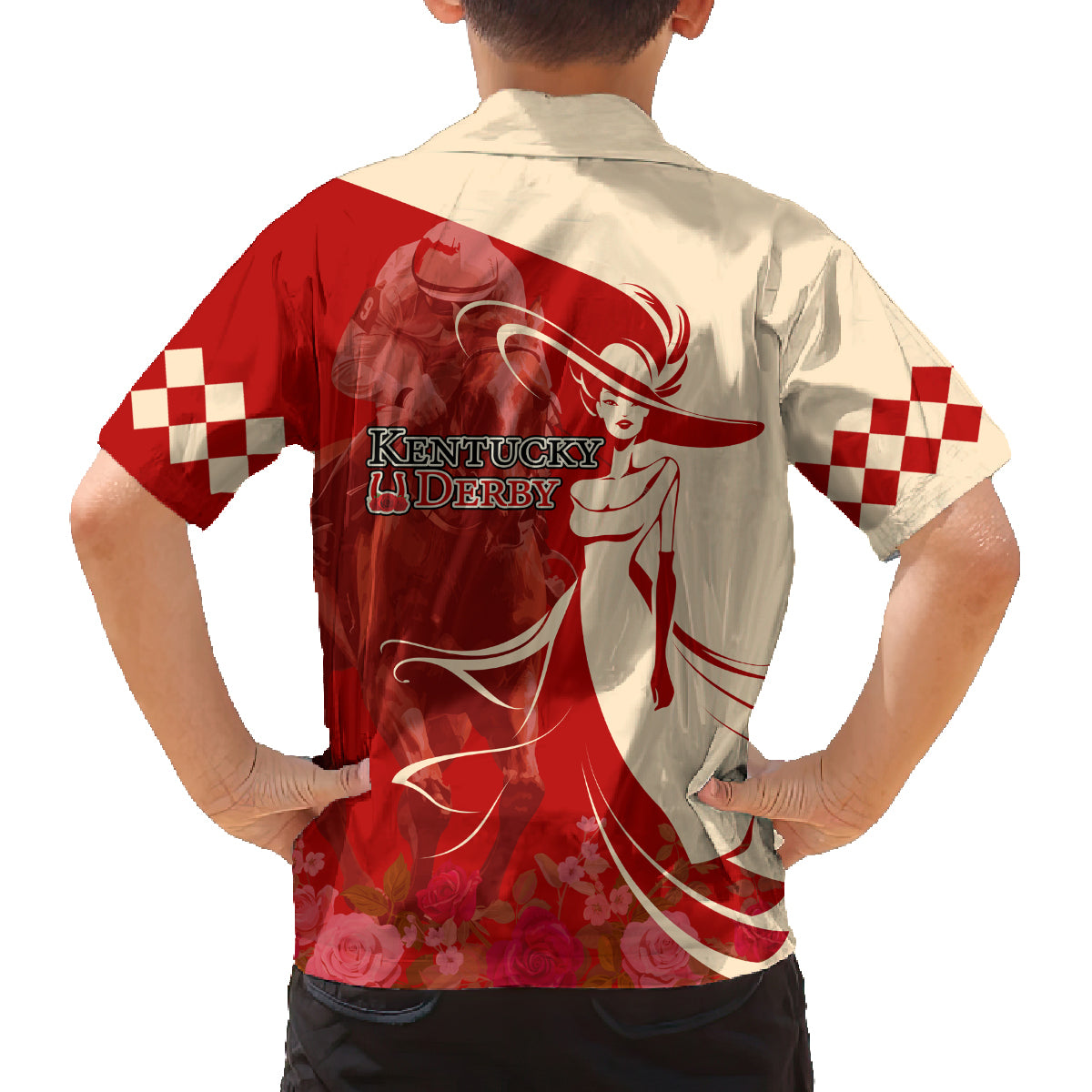 Kentucky Racing Horses Derby Hat Girl Family Matching Puletasi and Hawaiian Shirt Red Color - Wonder Print Shop