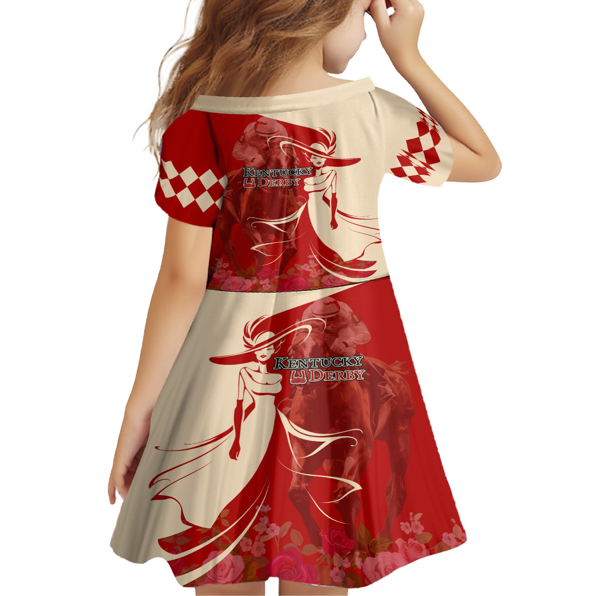 Kentucky Racing Horses Derby Hat Girl Family Matching Puletasi and Hawaiian Shirt Red Color - Wonder Print Shop
