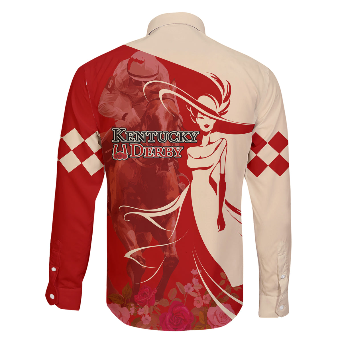 Kentucky Racing Horses Derby Hat Girl Family Matching Short Sleeve Bodycon Dress and Hawaiian Shirt Red Color - Wonder Print Shop