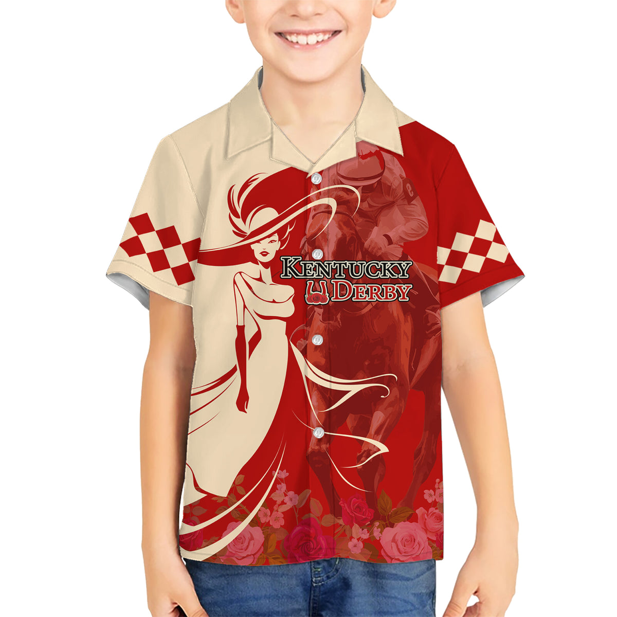 Kentucky Racing Horses Derby Hat Girl Kid Hawaiian Shirt Red Color - Wonder Print Shop