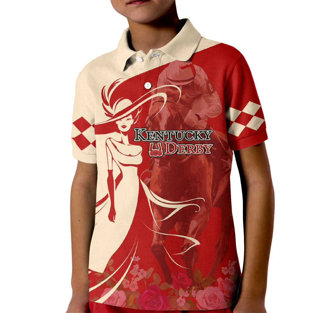 Kentucky Racing Horses Derby Hat Girl Kid Polo Shirt Red Color - Wonder Print Shop