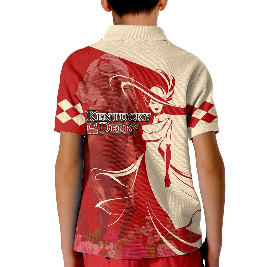 Kentucky Racing Horses Derby Hat Girl Kid Polo Shirt Red Color - Wonder Print Shop
