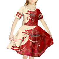 Kentucky Racing Horses Derby Hat Girl Kid Short Sleeve Dress Red Color - Wonder Print Shop