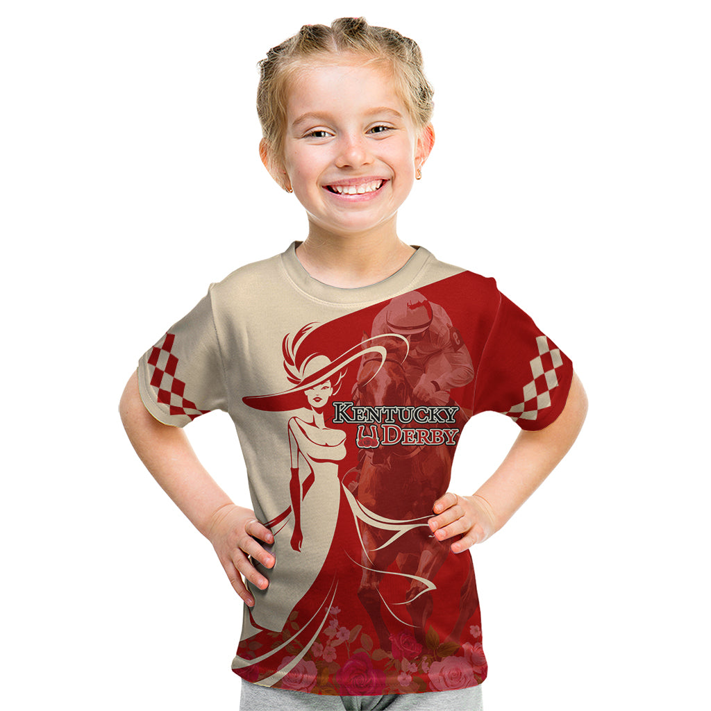 Kentucky Racing Horses Derby Hat Girl Kid T Shirt Red Color - Wonder Print Shop