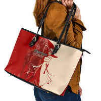 Kentucky Racing Horses Derby Hat Girl Leather Tote Bag Red Color - Wonder Print Shop