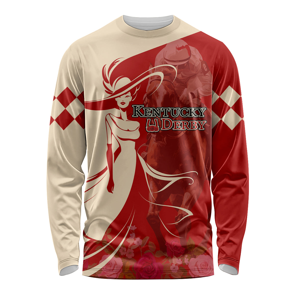 Kentucky Racing Horses Derby Hat Girl Long Sleeve Shirt Red Color - Wonder Print Shop