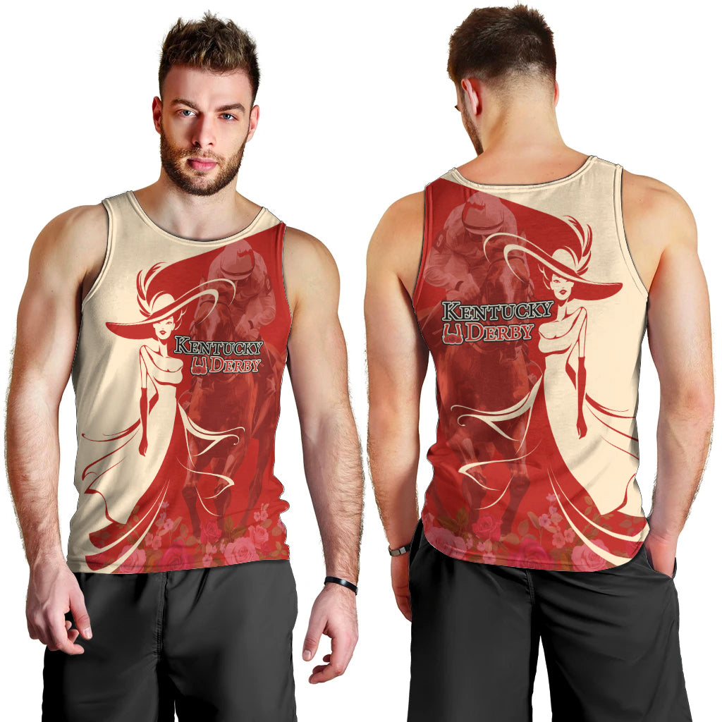 Kentucky Racing Horses Derby Hat Girl Men Tank Top Red Color - Wonder Print Shop