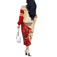 Kentucky Racing Horses Derby Hat Girl Off The Shoulder Long Sleeve Dress Red Color - Wonder Print Shop
