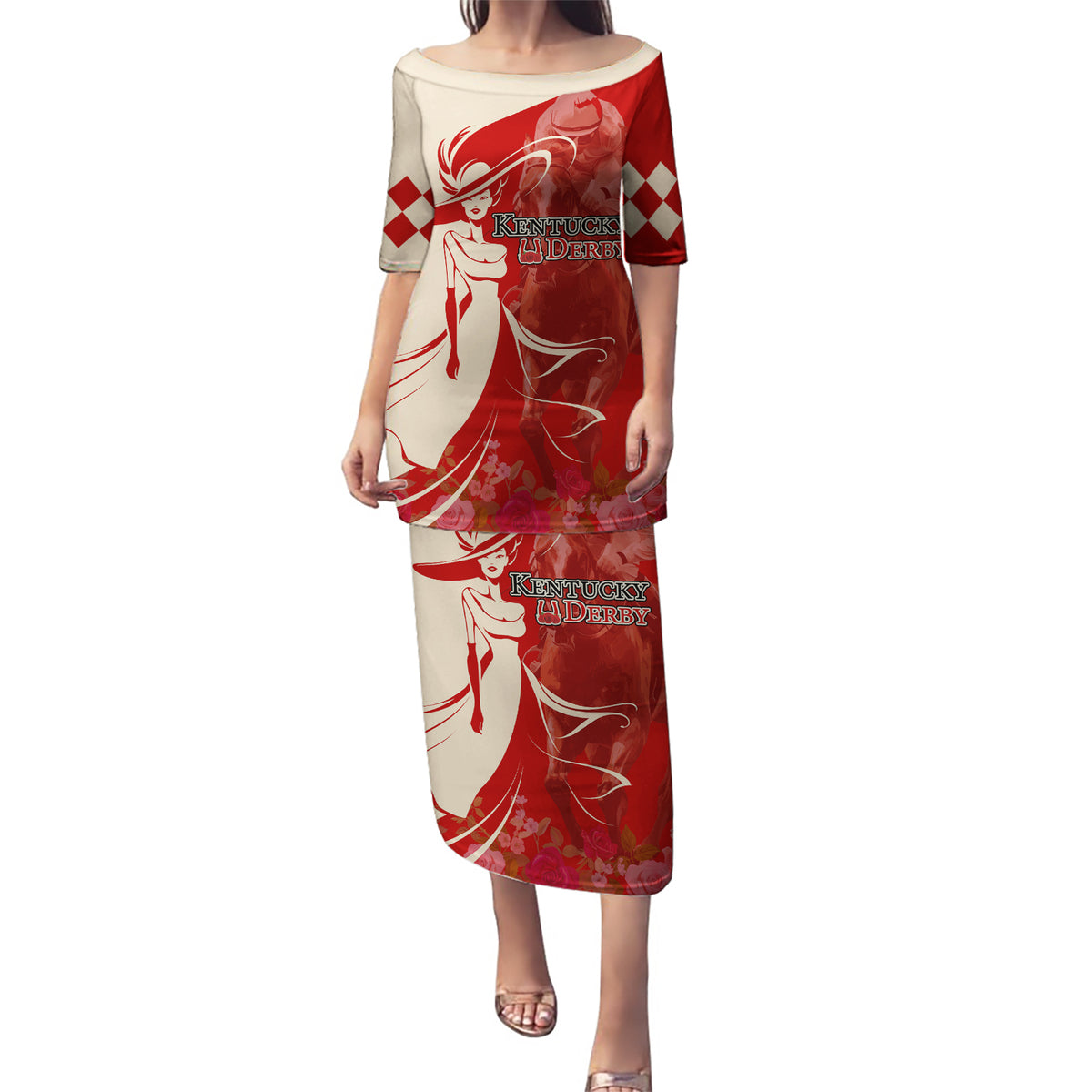 Kentucky Racing Horses Derby Hat Girl Puletasi Red Color - Wonder Print Shop