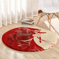 Kentucky Racing Horses Derby Hat Girl Round Carpet Red Color