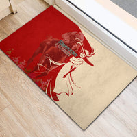 Kentucky Racing Horses Derby Hat Girl Rubber Doormat Red Color - Wonder Print Shop