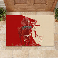 Kentucky Racing Horses Derby Hat Girl Rubber Doormat Red Color - Wonder Print Shop