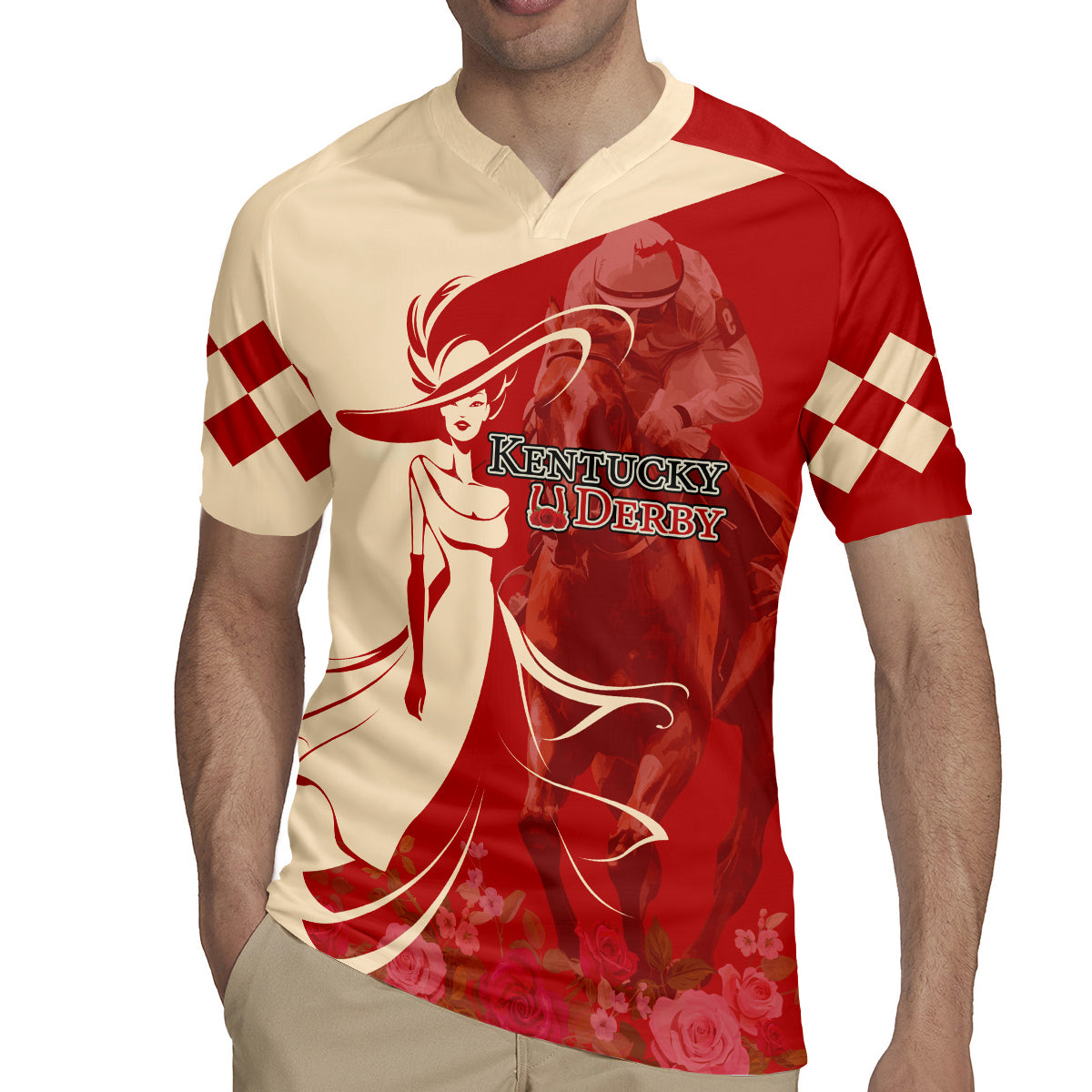 Kentucky Racing Horses Derby Hat Girl Rugby Jersey Red Color - Wonder Print Shop