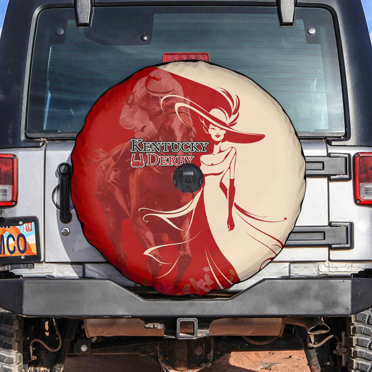 Kentucky Racing Horses Derby Hat Girl Spare Tire Cover Red Color - Wonder Print Shop