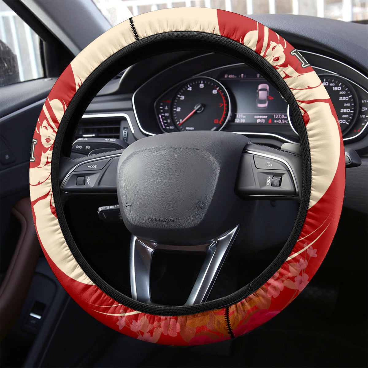 Kentucky Racing Horses Derby Hat Girl Steering Wheel Cover Red Color - Wonder Print Shop