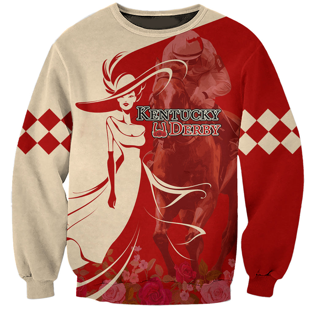 Kentucky Racing Horses Derby Hat Girl Sweatshirt Red Color - Wonder Print Shop