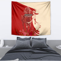 Kentucky Racing Horses Derby Hat Girl Tapestry Red Color - Wonder Print Shop