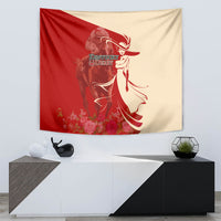 Kentucky Racing Horses Derby Hat Girl Tapestry Red Color - Wonder Print Shop